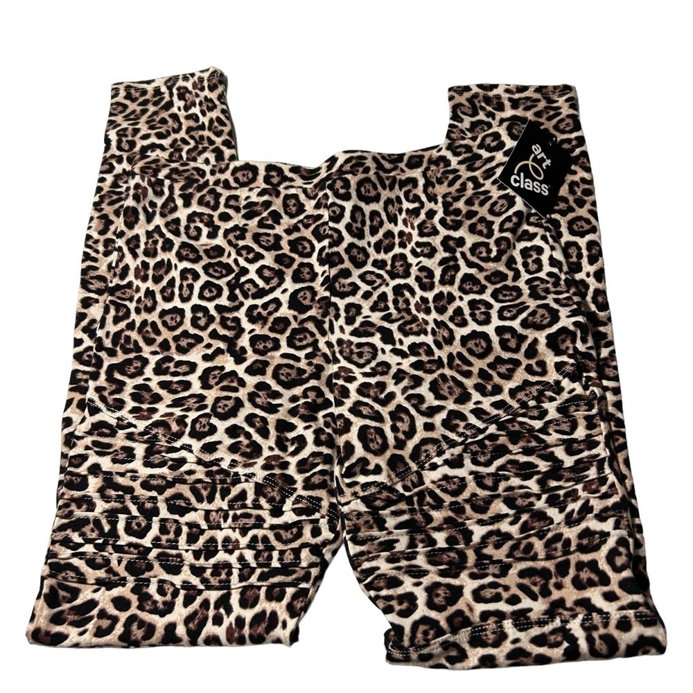 New Art Class  Girls Moto Style Leggings Size XL 14-16 Leopard Print BNWT
